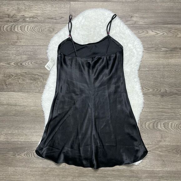Le Chateau Nightgown Lingerie Satin Slip Dress Black Size Medium New With Tag - Picture 6 of 8